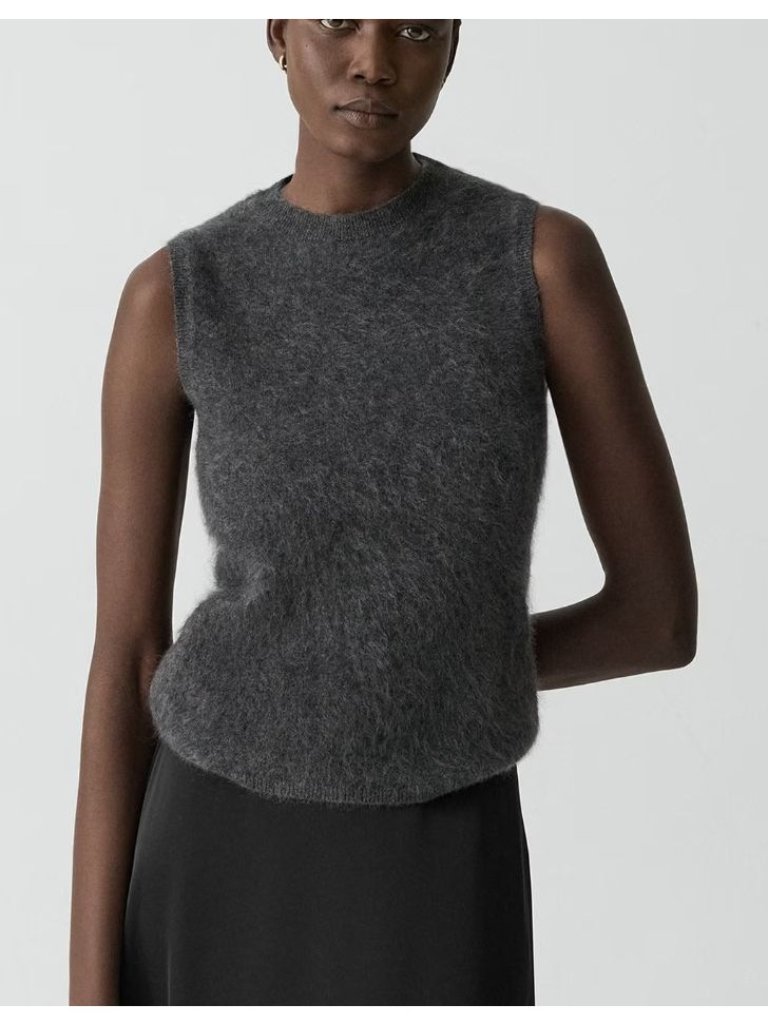 Nwt Theory Brushed Top Sweater In Airy Cashmere Charcoal Size Medium